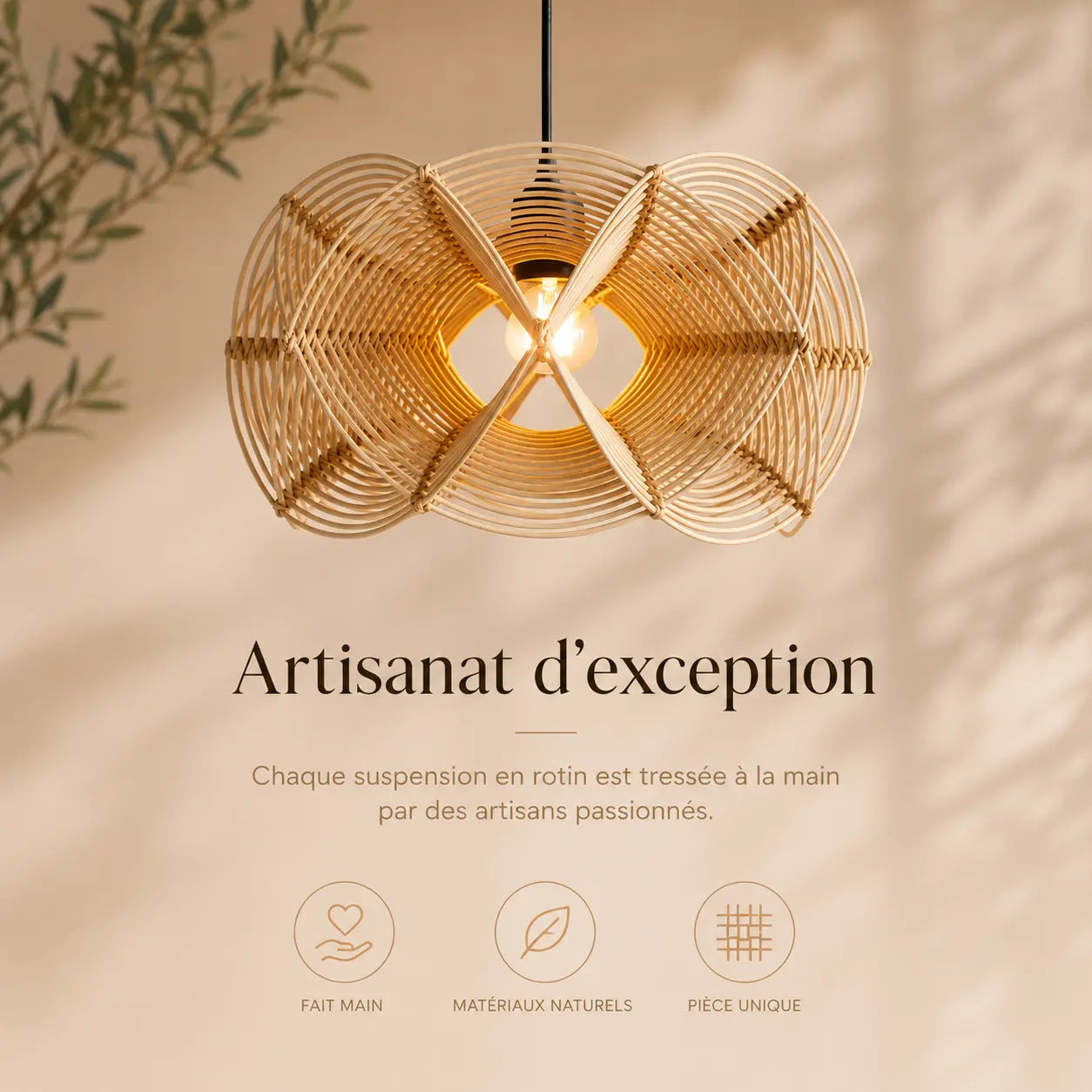 Suspensions Rotin De Bambou Naturel