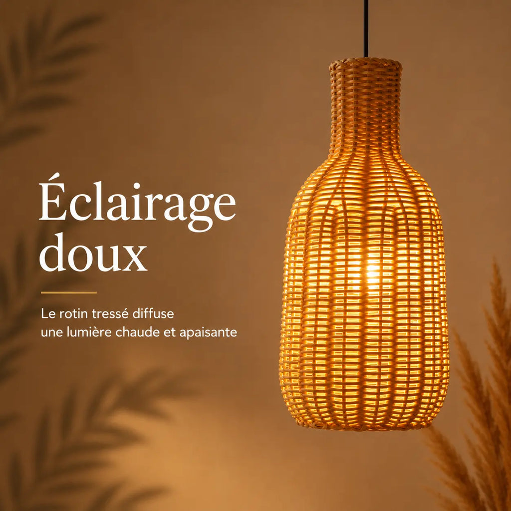 Abat Jour En Rotin Vintage Tressé
