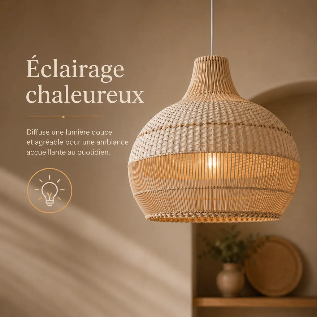 Suspension Luminaire En Rotin Vintage