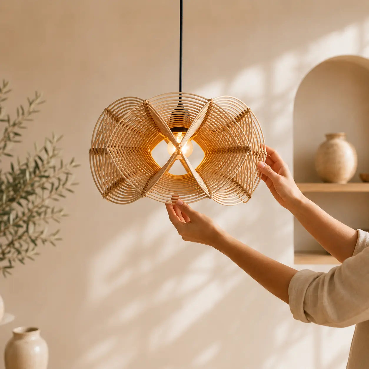 Suspensions Rotin De Bambou Naturel