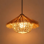 Lustre En Rotin Tressé Vintage