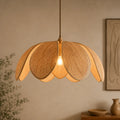 Suspension Rotin Naturel Pétales LED