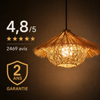 Lustre En Rotin Tressé Vintage
