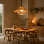 Lustre En Rotin Tressé Vintage