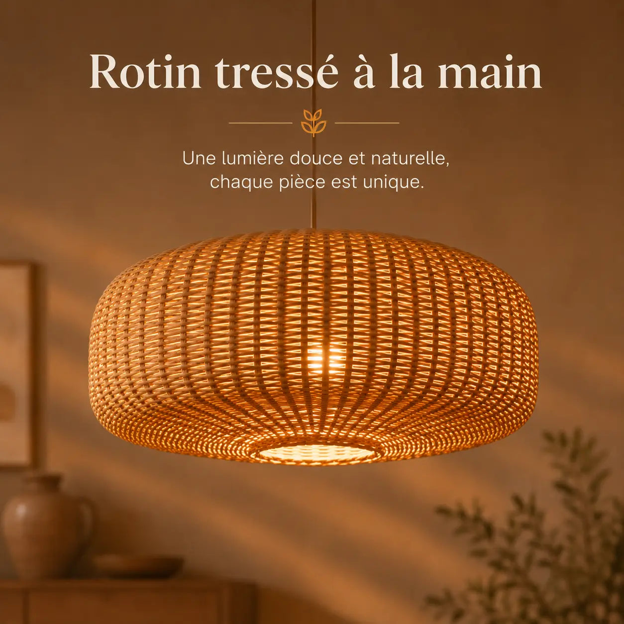 Suspension En Rotin Style Japonais