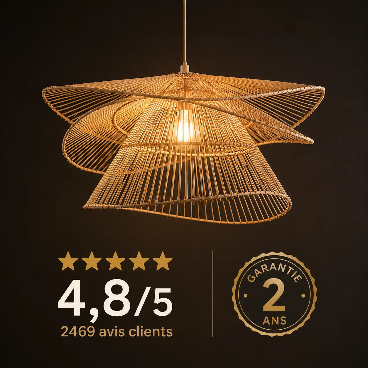 Lustre En Rotin Tissé Créatif Moderne