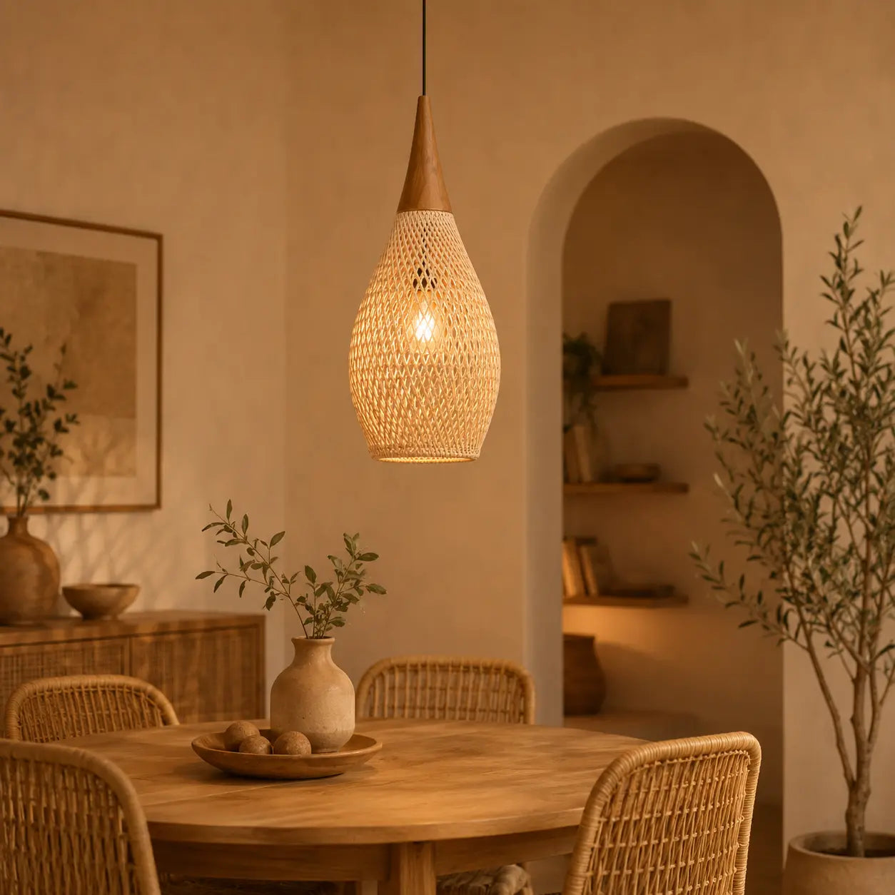 Suspension Rotin Luminaire Lustre