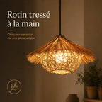 Lustre En Rotin Tressé Vintage