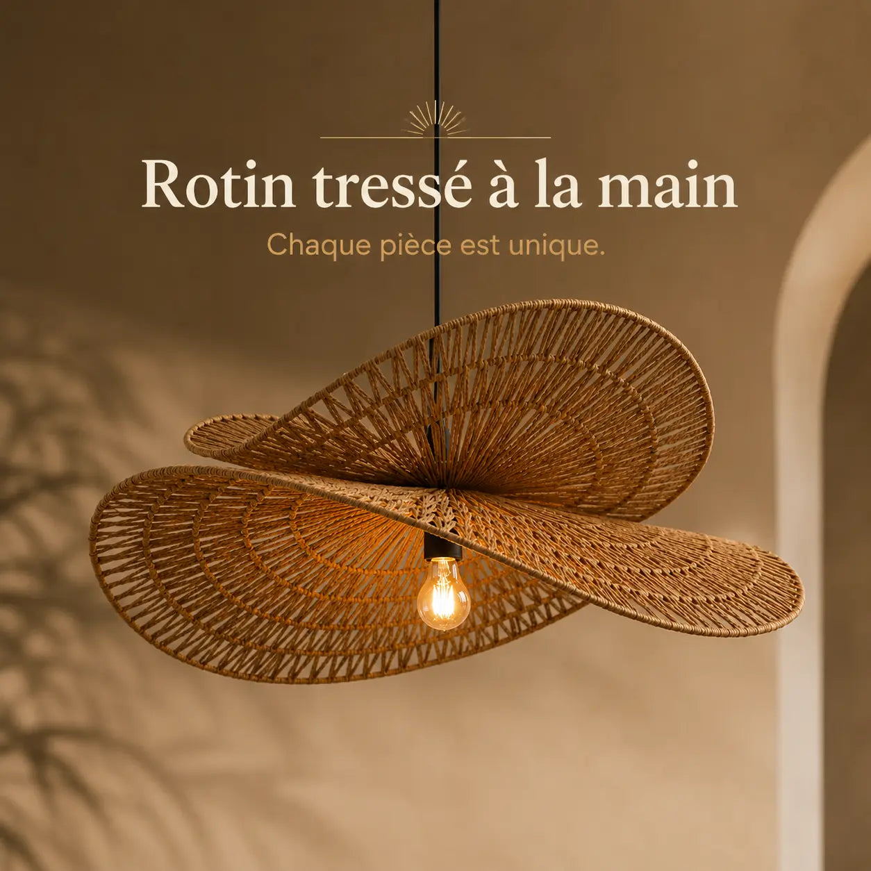 Suspension Rotin Tissée À La Main