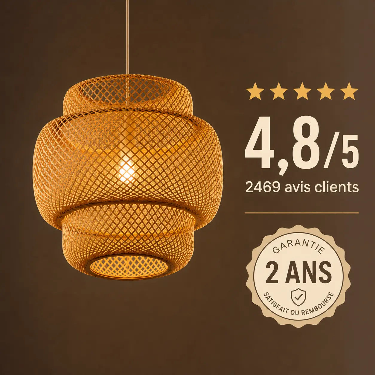 Lustre Suspendu Rotin Style Chinois